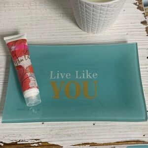 HALLMARK “Live Like You” GLASS TRAY! Trinket Dish Gift Jewelry Inspirational